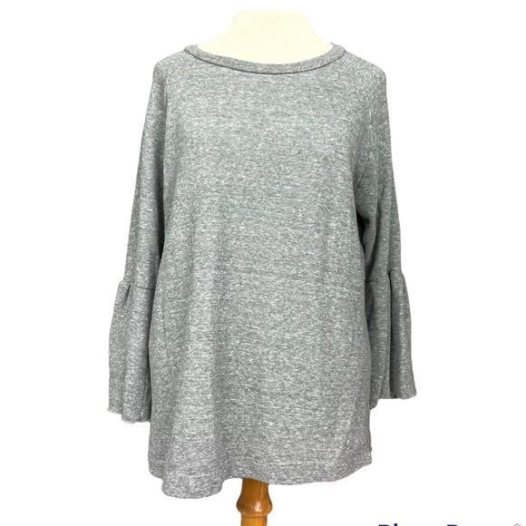Current/Elliott The Ruffle Sleeve Sweatshirt in Heather Grey Size 2; US Medium - Picture 4 of 16